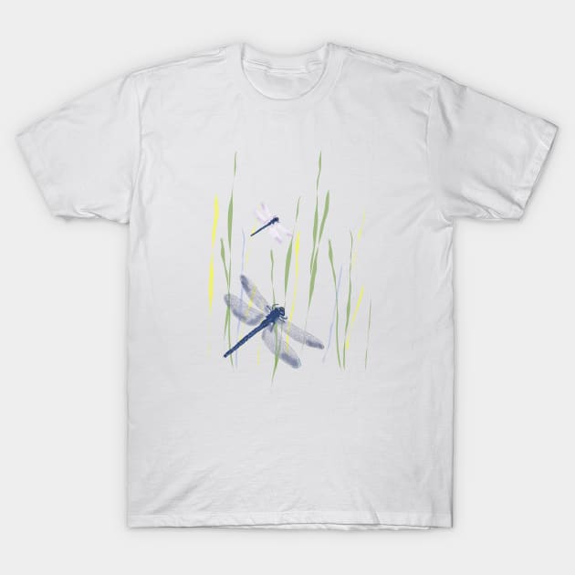 Dragonfly flying in the river T-Shirt by Slownessi